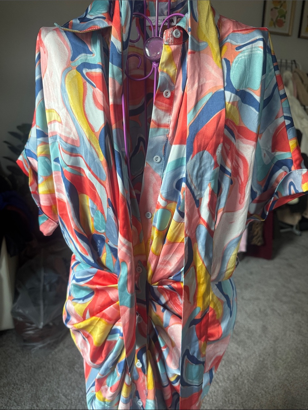 Fashion Nova Colorful Abstract Print Maxi Dress - Picture 6 of 6
